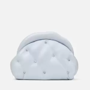 Image of Kate Spade New York Womens Shade Pearlized Smooth Quilted Leather Cloud Clutch Bag - Watercolour Blue