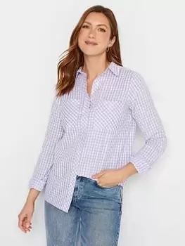 Image of Long Tall Sally Check Print Shirt - Purple, Purple, Size 14, Women