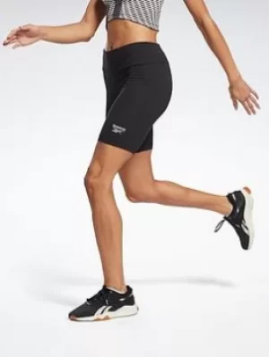 Image of Reebok Identity Fitted Logo Shorts, Black Size M Women