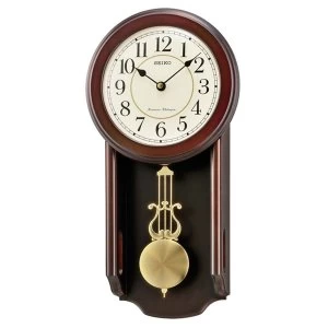 Image of Seiko Westminster/Whittington Dual Chime Wall Clock with Pendulum - Dark Wood