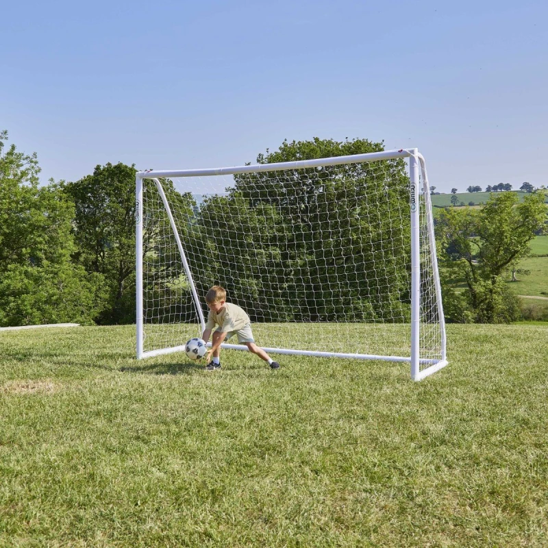 Image of OutdoorToys Portable PVC Locking Football Goal with Nylon Net - 10ft x 6.5ft in White White Unisex