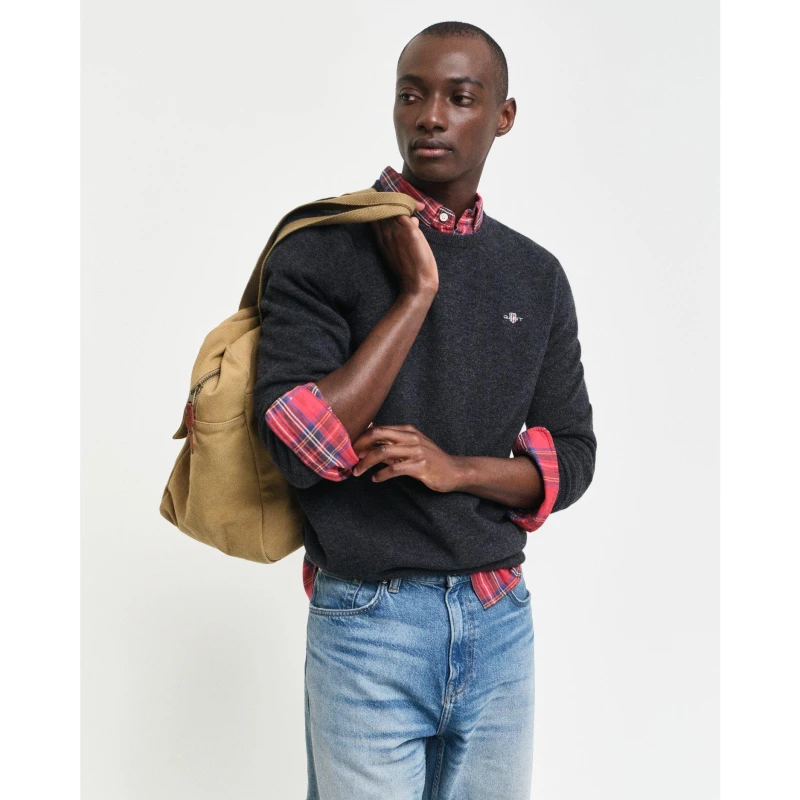 Image of Gant EXTRAFINE LAMBSWOOL C-NECK MARINE S - Grey Grey S