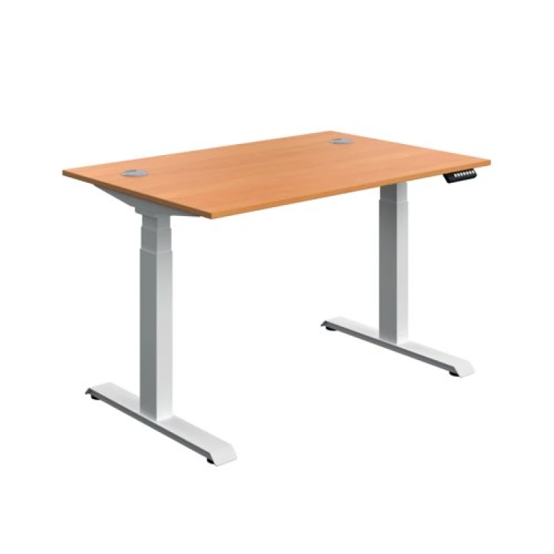 Image of Serrion Dual Motor Sit/Stand Desk 1200x800x630-1290mm Beech/White KF800333