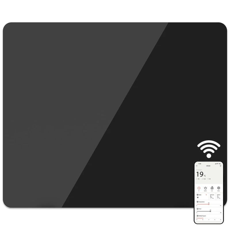 Image of MYLEK Radiator Glass Panel Heater Black 900W Slimline WiFi Enabled Smart Size: Single Black Unisex Single
