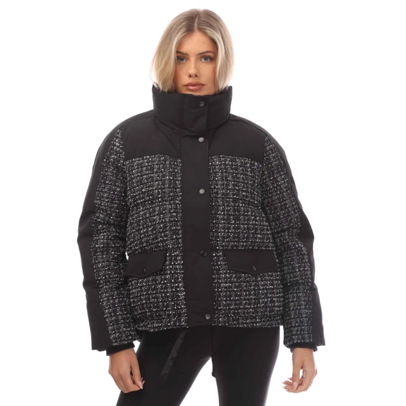 Image of Gant Tweed Down Jacket Black female S
