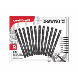Image of Uni-ball PIN Drawing Pens Pack of 12, black