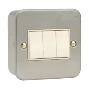 Image of Click Scolmore Essentials Metal Clad 3 Gang 2 Way 10A Switch - CL013