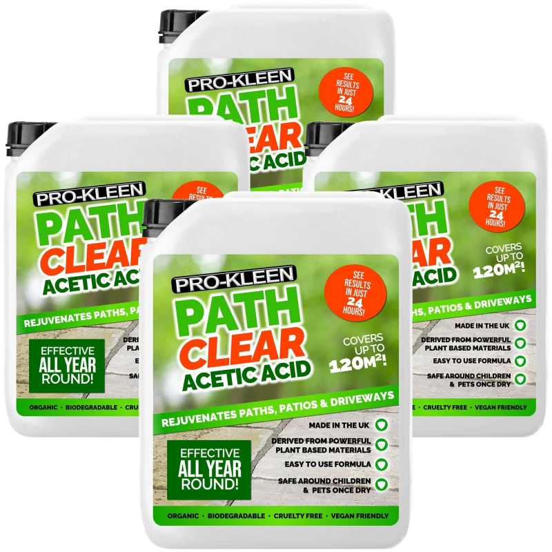 Image of ProKleen Path Cleaner Acetic Acid Concentrated 30% Glyphosate Free 4 x 5L Clear unisex
