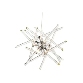 Image of Endon Collection Lighting - Endon Lighting Atomic - Pendant Chrome Effect Plate & Clear Glass 6 Light Dimmable IP20 - G9