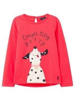 Image of Joules Toddler Girls Ava Dog Long Sleeve T-Shirt - Red