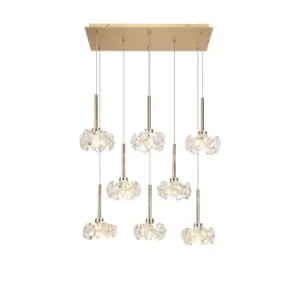 Image of Salisbury 8 Light G9 2m Rectangle Multiple Ceiling Pendant With French Gold And Crystal Shade