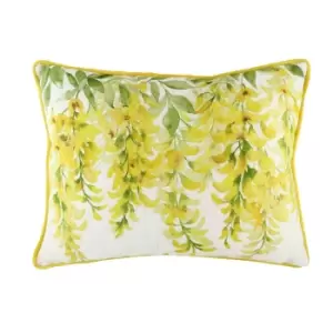 Image of Evans Lichfield Blossoms Laburnum Cushion Cover (One Size) (Yellow/Green)