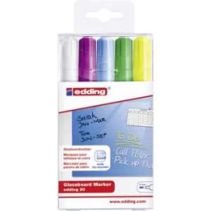 Image of Edding edding 90 4-90-5-099 Glassboard marker Yellow, Light blue, Light green, Violet, White 2 mm, 3mm 5 pcs/pack