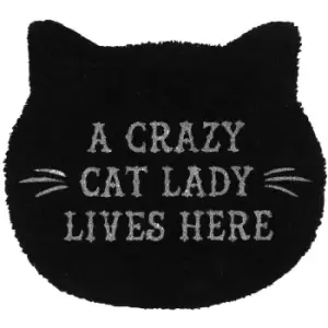 Image of Something Different Crazy Cat Lady Door Mat (45cm x 50cm x 2cm) (Black) - Black