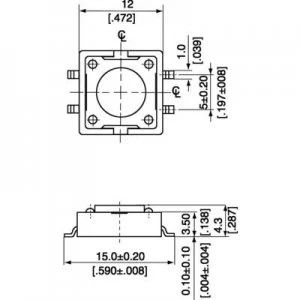 Image of Diptronics DTSM 21N V B Pushbutton 12 Vdc 0.05 A 1 x OffOn momentary