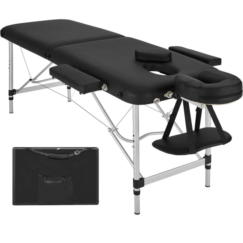 Image of Tectake Massage Table 2-Zone Aluminium, Padding and Bag - Black 402786