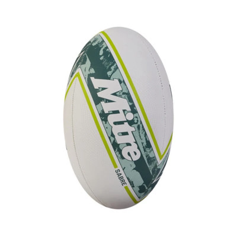 Image of Mitre Sabre Rugby Ball White/mint/lime (5)
