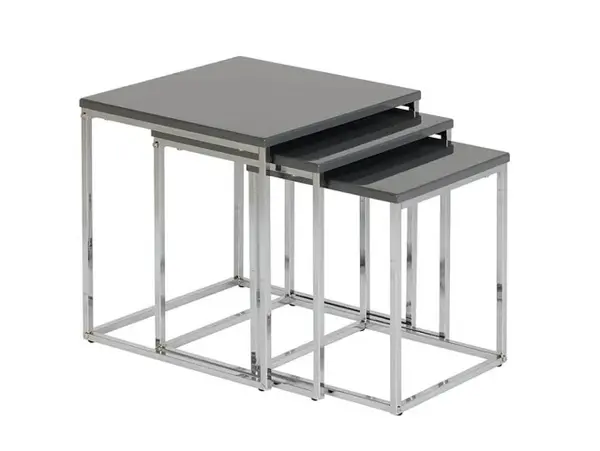 Image of Seconique Charisma Grey Gloss and Chrome Nest of Tables