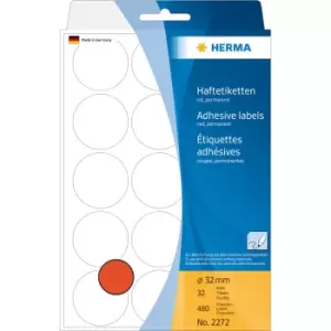 Image of HERMA Multi-purpose labels/colour dots Ø 32mm round red paper...