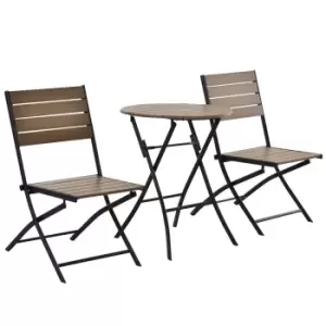 Image of Outsunny 3 Piece Folding Patio Bistro Table and Chair Set - Brown