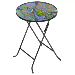 Image of Flamboya Peacock Glass Folding Table
