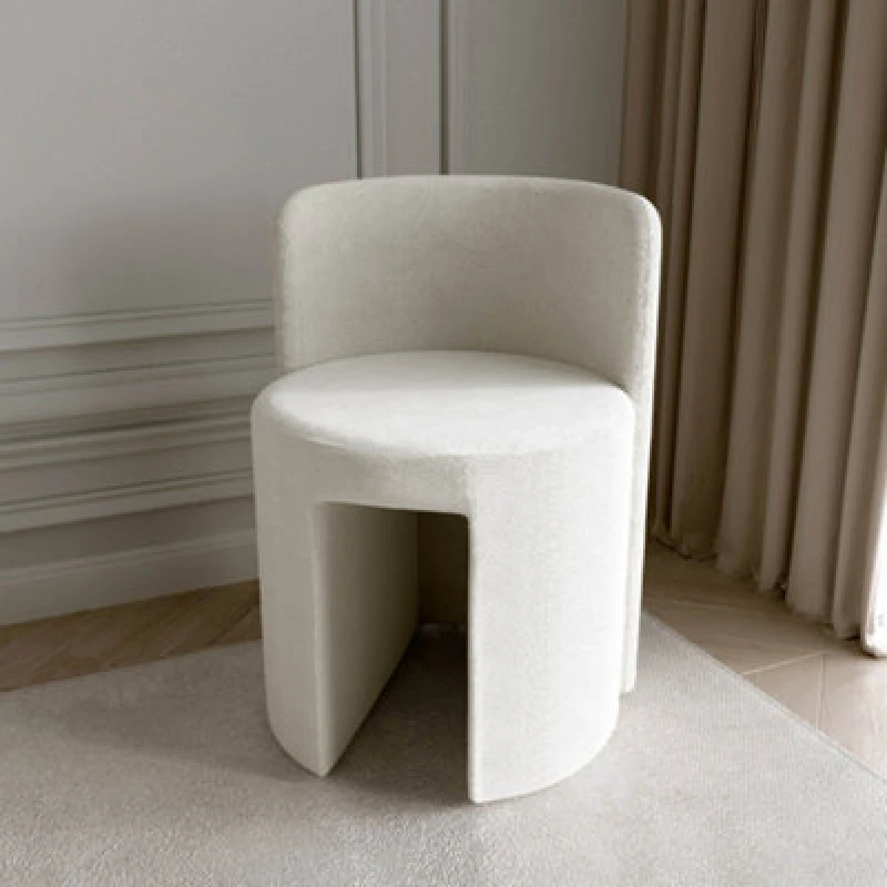 Image of CARME Home Lottie Ivory Boucle Stool For Bedroom Living Room Home Decoration