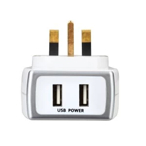 Image of Masterplug Dual USB Charger with Surge Protection - White