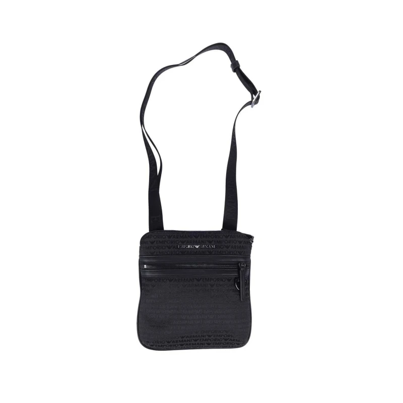 Image of Emporio Armani Allover Lettering Messenger Bag Black male One Size