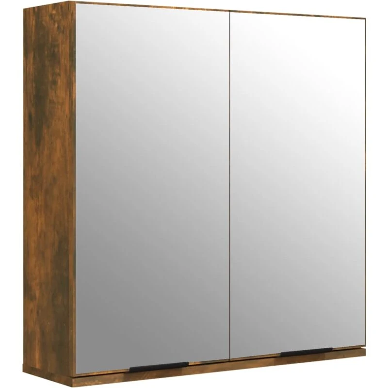 Image of Vidaxl Bathroom Mirror Cabinet Smoked Oak 64X20X67 Cm, Brown 817066