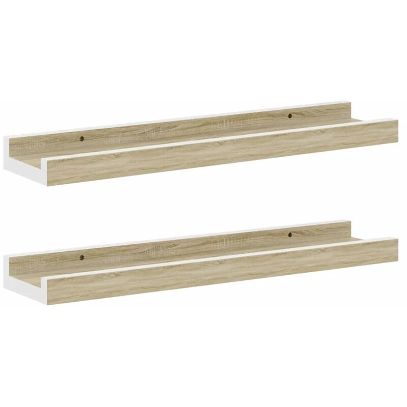 Image of VIDAXL Vidaxl - Wall Shelves 2 pcs White and Sonoma Oak 40x9x3cm 8720286417904