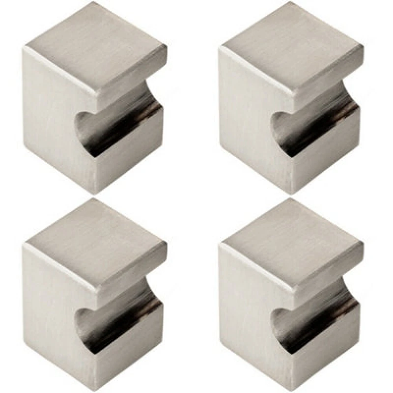 Image of Loops 4x Square Cupboard Door Knob 22 x 22mm 30mm Projection Satin Nickel Metallics unisex