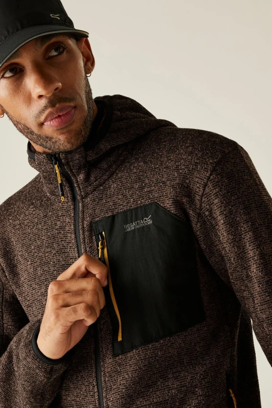 Image of Regatta Regatta Men Newhill Stretch Insulated Hooded Fleece in Brown Size: X-Large Brown XL Male 5063516137467