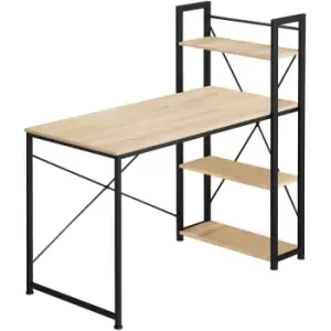 Image of Office desk Hershey w/ integrated side shelf (122x61x120cm) - corner desk, computer desk, office desk - industrial wood light, oak Sonoma