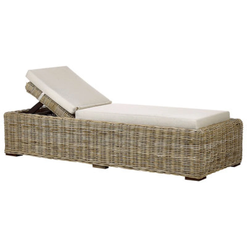 Image of Beliani Sun Lounger With Cushion Palese Reclining Rattan Natural