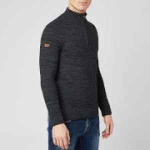 Image of Superdry Mens Keystone Henley Knit Jumper - Lead Grey Twist - M