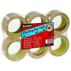Image of Scotch Packaging Tape Heavy 50mmx66m Clear Pack of 6 PVC5066F6 T