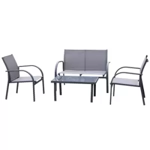 Image of Outsunny 4pc Patio Furniture Set w/ Glass Top Coffee Table and Chairs