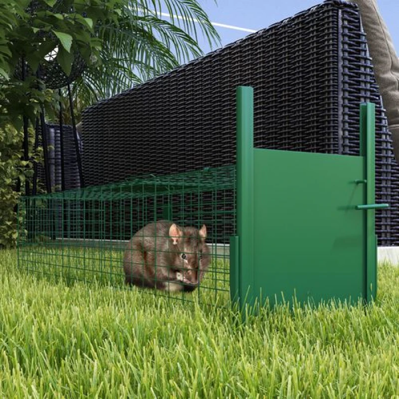 Image of Outsunny Single Door Humane Rat Trap for Small Animals, Dark Green Dark Green