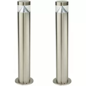 Image of 2 pack Outdoor Garden Bollard Light Steel Pyramid Cool White LED Lamp Post IP44