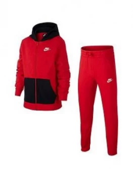 Image of Nike Nsw Older Boys Core Tracksuit Jogger Set - Black/Red
