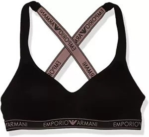 Image of Emporio Armani Logo Band Padded Bralette Bra Black Size L Women