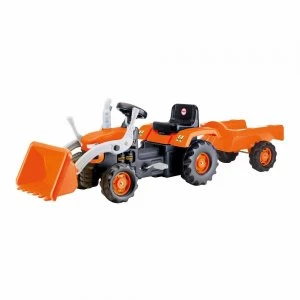 Image of Charles Bentley Dolu Pedal Operated Tractor With Trailer and Excavator Plastic