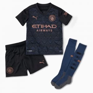 Image of PUMA Man City Away Youth Mini Kit, Black/Dark Denim, size 1-2 Youth, Clothing