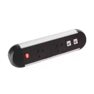 Image of Chroma clip-on power module 2 x UK sockets and 2 x RJ45 sockets - white