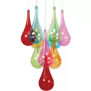 Image of Multi Light Ceiling Pendant 10 Bulb Coloured Glass Chandelier Chrome Lamp Rose