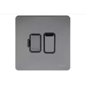 Image of Schneider Electric Ultimate Screwless Flat Plate - Switched Fused Connection Unit, 13A, GU5410BBN, Black Nickel with Black Insert