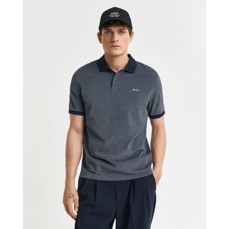 Image of Gant 4-Colour Oxford Piqu Polo Shirt Blue male S