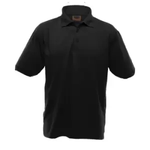 Image of UCC 50/50 Mens Heavyweight Plain Pique Short Sleeve Polo Shirt (S) (Black)