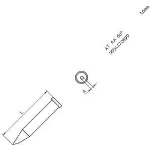 Image of Weller T0054470899 XT AA Soldering Tip 60° Round Bent 1.6mm