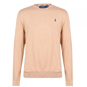 Image of POLO RALPH LAUREN Pima Crew Neck Sweatshirt - Camel Melange